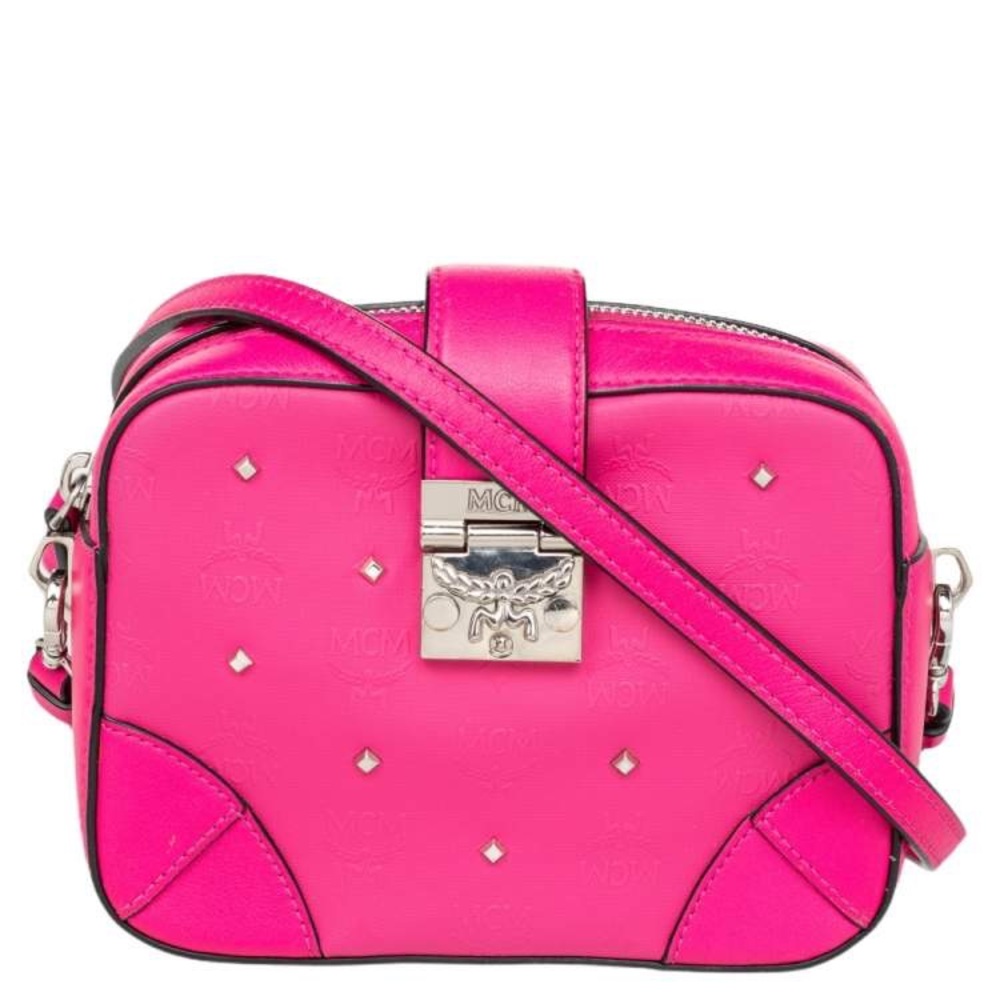 MCM Hot Pink Crossbody Bag with Silver Hardware
